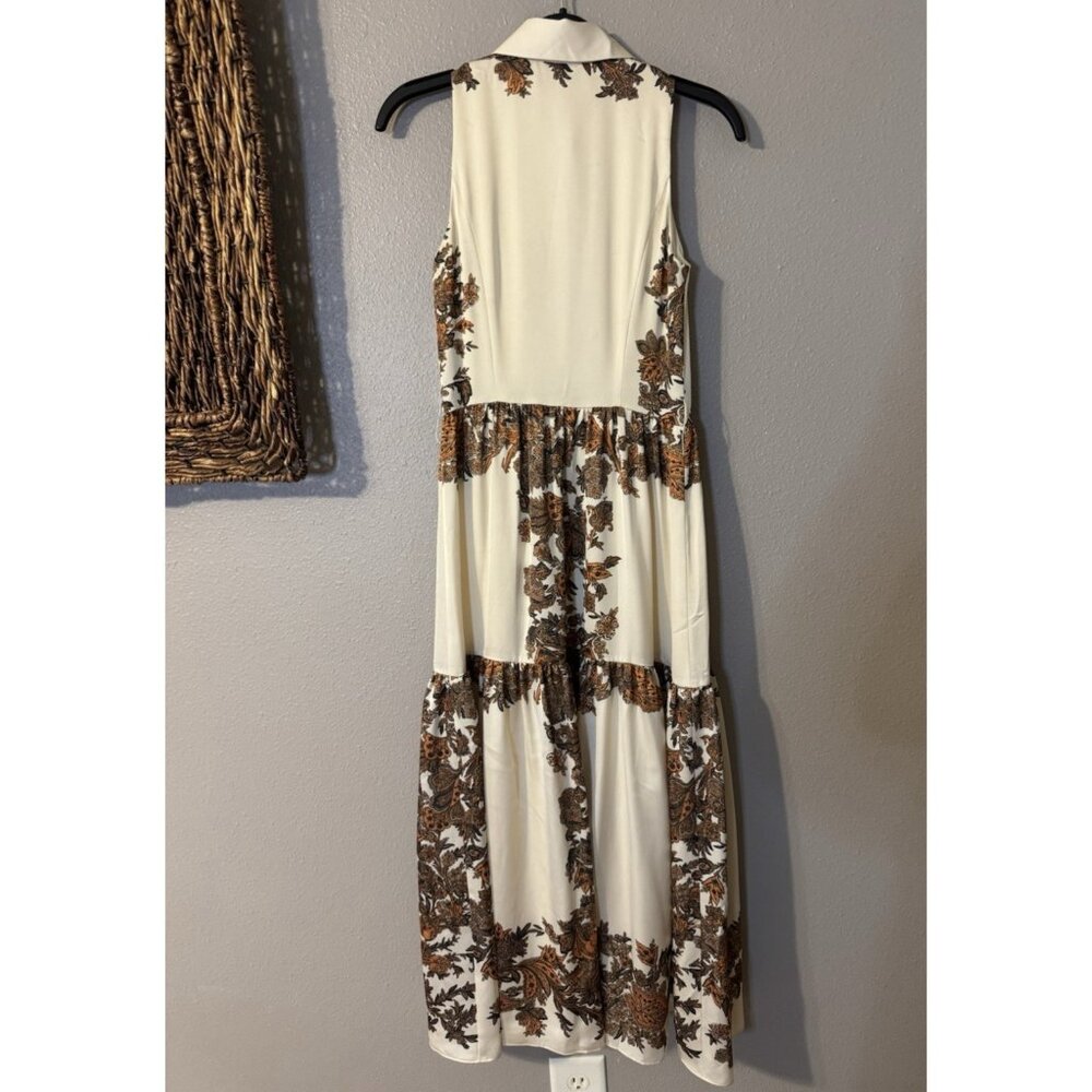 Antonio Melani Maxi Dress 0 XS Sleeveless Amber Waves Vanilla Sun Silky NEW $189 - Picture 9 of 14